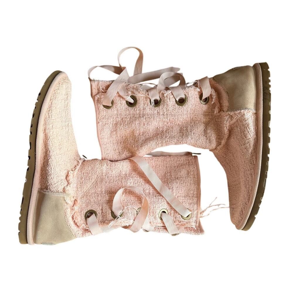 Pink Knit Lace-Up Boots Cozy Balletcore Fairycore Spring UGG Heirloom Boots